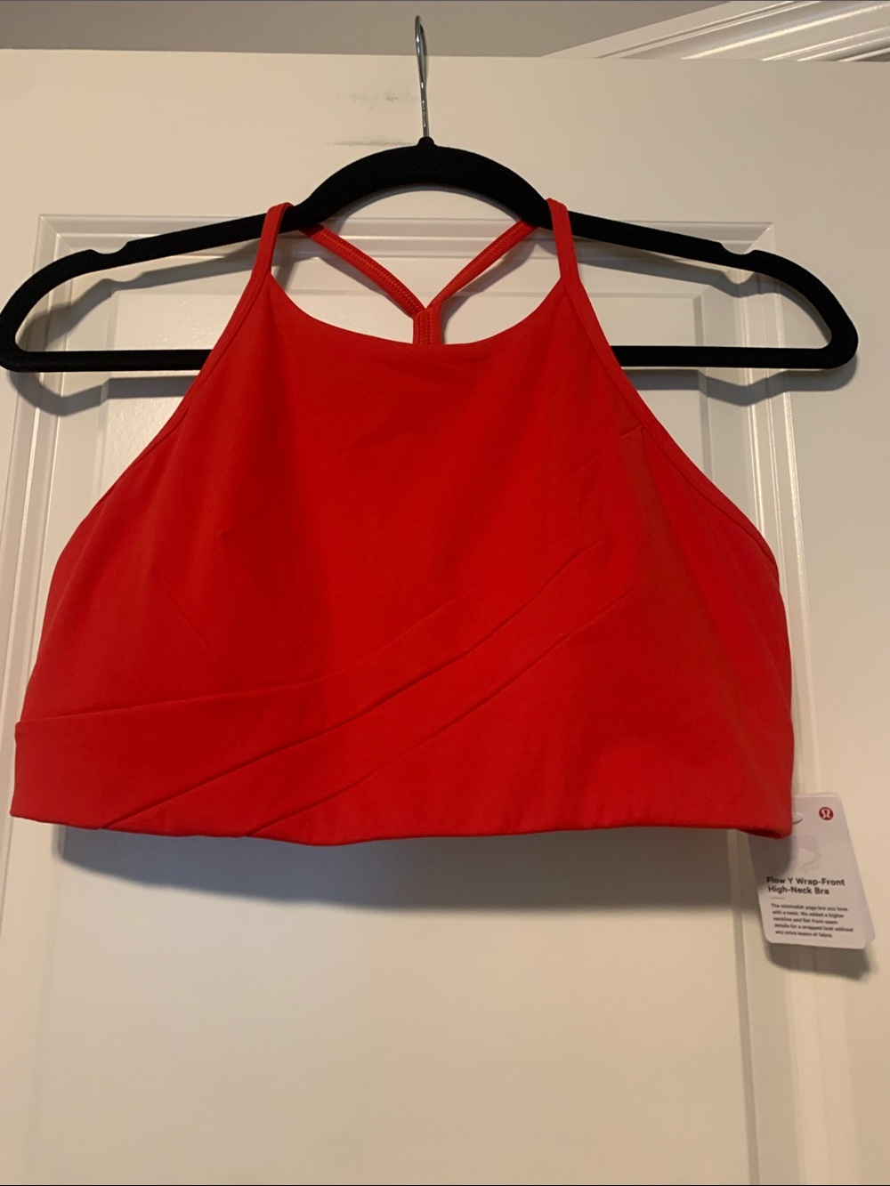 lululemon athletica Flow Y Wrap-Front High-Neck Bra, True Red B/C cup Sz 12, NWT